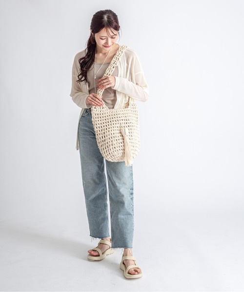 Rivel(リヴェル)の「【BALI BALI/バリバリ】コットンロープバッグ かごバッグ トートバッグ 貝殻(かごバッグ・レディース・ブラック/ホワイト・FREE)」の10枚目の写真