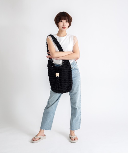 Rivel(リヴェル)の「【BALI BALI/バリバリ】コットンロープバッグ かごバッグ トートバッグ 貝殻(かごバッグ・レディース・ブラック/ホワイト・FREE)」の21枚目の写真