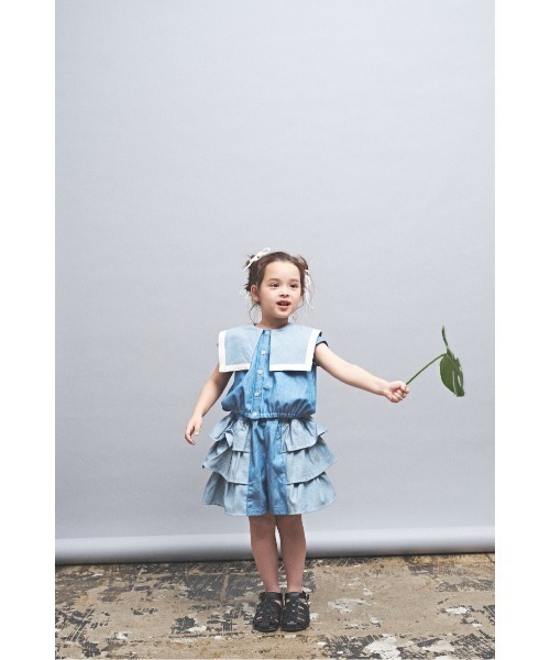 maarook（マルーク）の「ネップデニムセーラーブラウス（シャツ/ブラウス・キッズ・ブルー・130cm/110cm/100cm/120cm/90cm）」の4枚目の写真