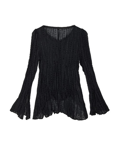Ameri（アメリ）の「TULLE FRINGE WASHER BLOUSE（シャツ/ブラウス・レディース・アイボリー/ブラック/ベージュ・FREE）」の2枚目の写真