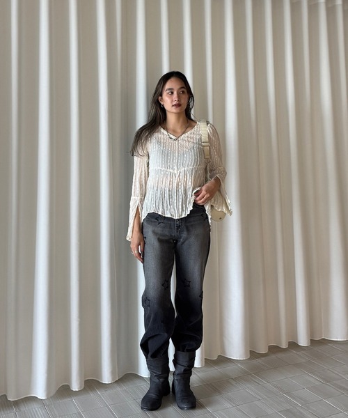 Ameri（アメリ）の「TULLE FRINGE WASHER BLOUSE（シャツ/ブラウス・レディース・アイボリー/ブラック/ベージュ・FREE）」の21枚目の写真