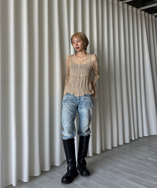 Ameri（アメリ）の「TULLE FRINGE WASHER BLOUSE（シャツ/ブラウス・レディース・アイボリー/ブラック/ベージュ・FREE）」の15枚目の写真