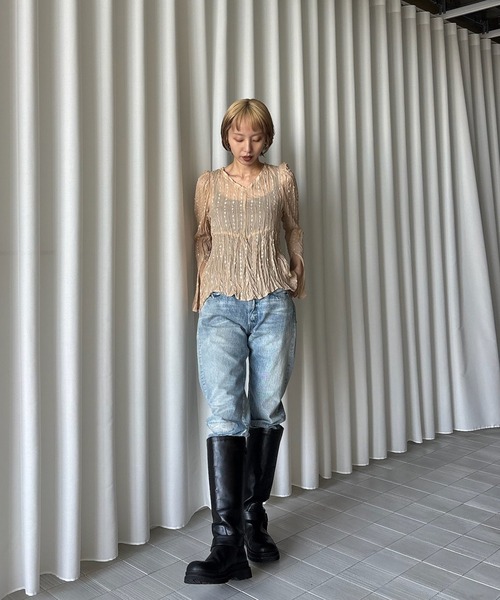 Ameri（アメリ）の「TULLE FRINGE WASHER BLOUSE（シャツ/ブラウス・レディース・アイボリー/ブラック/ベージュ・FREE）」の14枚目の写真