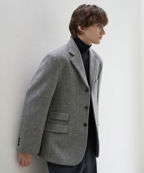 TRIP LE SENS（トリップ ル センス）の「[F/W]ツーフラップポケット3Bブレザー_ヘリンボーンブラック（テーラードジャケット・メンズ・その他・M/L）」の4枚目の写真