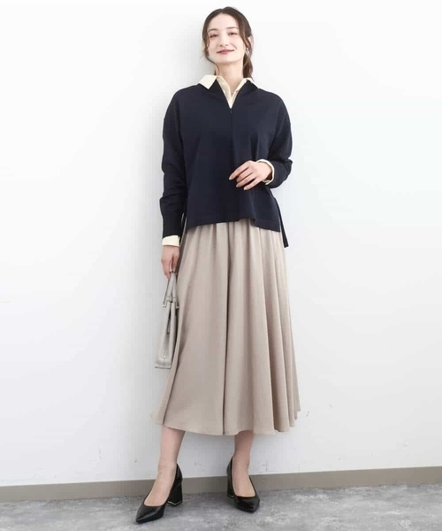MK MICHEL KLEIN(エムケーミッシェルクラン)の「フロントファスナーデザインニット/洗える(ニット/セーター・レディース・ライトグレー/ネイビー・38)」の7枚目の写真