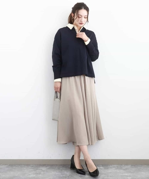 MK MICHEL KLEIN(エムケーミッシェルクラン)の「フロントファスナーデザインニット/洗える(ニット/セーター・レディース・ライトグレー/ネイビー・38)」の8枚目の写真