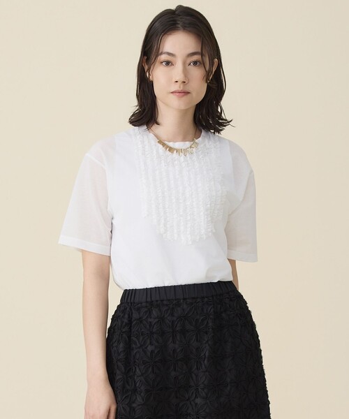 自由区(ジユウク)の「シアーフリルジャージー カットソー(Tシャツ/カットソー・レディース・アイボリー系・32)」の1枚目の写真