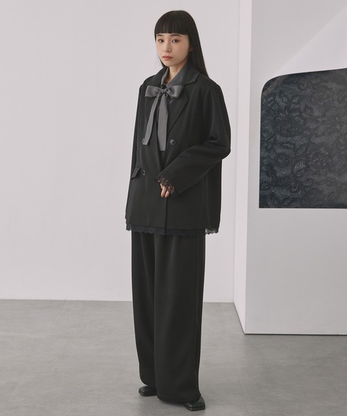 ELUNIS（エルニス）の「レースレイヤードダブルジャケット（テーラードジャケット・レディース・グレー/ブラック・FREE）」の15枚目の写真