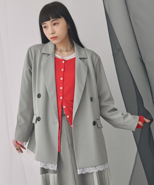 ELUNIS（エルニス）の「レースレイヤードダブルジャケット（テーラードジャケット・レディース・グレー/ブラック・FREE）」の17枚目の写真