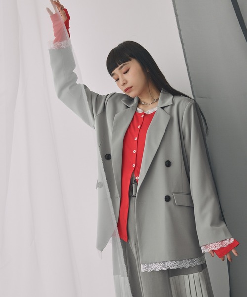 ELUNIS（エルニス）の「レースレイヤードダブルジャケット（テーラードジャケット・レディース・グレー/ブラック・FREE）」の20枚目の写真