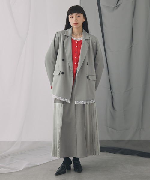 ELUNIS（エルニス）の「レースレイヤードダブルジャケット（テーラードジャケット・レディース・グレー/ブラック・FREE）」の21枚目の写真