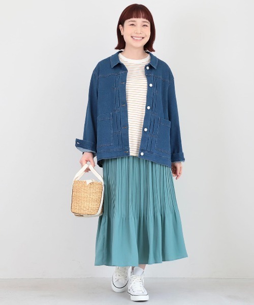 MB mint breeze（エムビーミントブリーズ）の「【L～6L 大きいサイズ】ライトオンスストレッチデニムジャケット（デニムジャケット・レディース・ネイビー/ブルー・LL/3L/4L/5L/6L）」の4枚目の写真