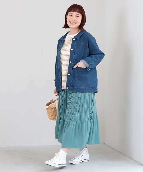MB mint breeze（エムビーミントブリーズ）の「【L～6L 大きいサイズ】ライトオンスストレッチデニムジャケット（デニムジャケット・レディース・ネイビー/ブルー・LL/3L/4L/5L/6L）」の5枚目の写真