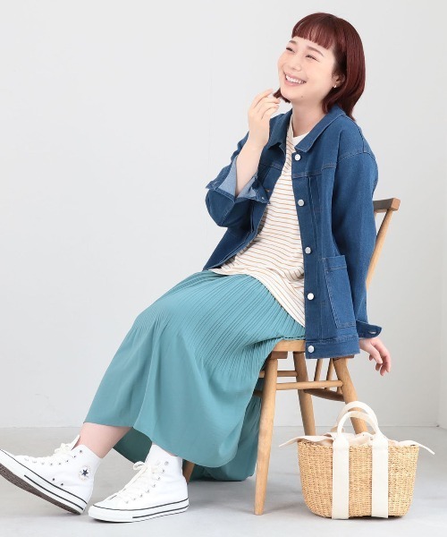 MB mint breeze（エムビーミントブリーズ）の「【L～6L 大きいサイズ】ライトオンスストレッチデニムジャケット（デニムジャケット・レディース・ネイビー/ブルー・LL/3L/4L/5L/6L）」の7枚目の写真