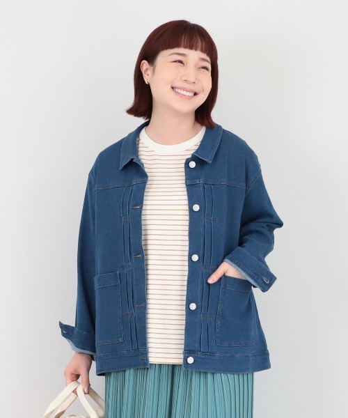 MB mint breeze（エムビーミントブリーズ）の「【L～6L 大きいサイズ】ライトオンスストレッチデニムジャケット（デニムジャケット・レディース・ネイビー/ブルー・LL/3L/4L/5L/6L）」の3枚目の写真