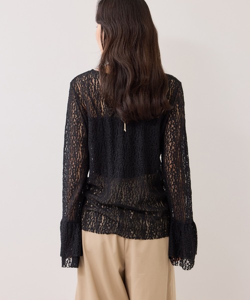 VIS(ビス)の「フレアスリーブレーストップス(Tシャツ/カットソー・レディース・オフホワイト/ブラック・FREE)」の13枚目の写真