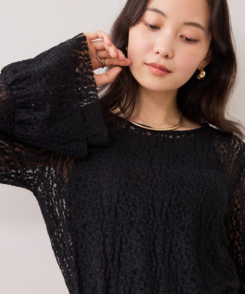 VIS(ビス)の「フレアスリーブレーストップス(Tシャツ/カットソー・レディース・オフホワイト/ブラック・FREE)」の11枚目の写真