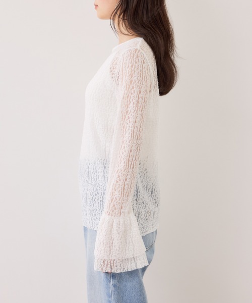 VIS(ビス)の「フレアスリーブレーストップス(Tシャツ/カットソー・レディース・オフホワイト/ブラック・FREE)」の22枚目の写真