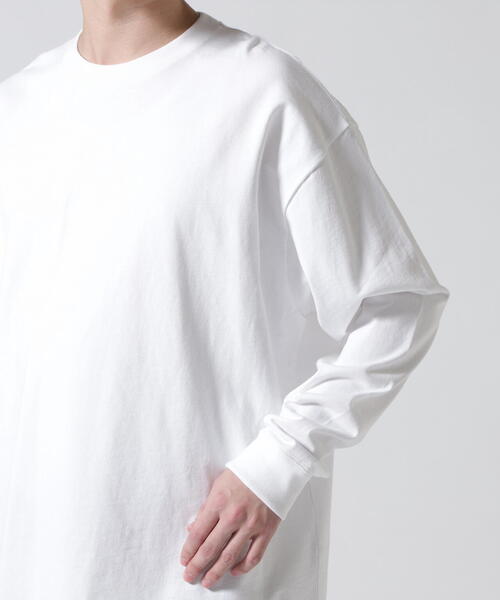 ATON(エイトン)の「ATON (エイトン)12/- AIR SPINNING | LOOSE FIT LONG SLEEVE T-SHIRT(Tシャツ/カットソー・メンズ・ホワイト/ブラック・2/4/6)」の13枚目の写真