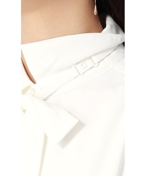 AOYAMA（アオヤマ）の「シャツ襟取り外しリボンブラウス【長袖】【2WAY】｜学生＆通勤＆オフィス＆入卒＆セレモニー＆オケージョン｜（シャツ/ブラウス・レディース・ホワイト/ラベンダー・S/M/L/LL）」の9枚目の写真