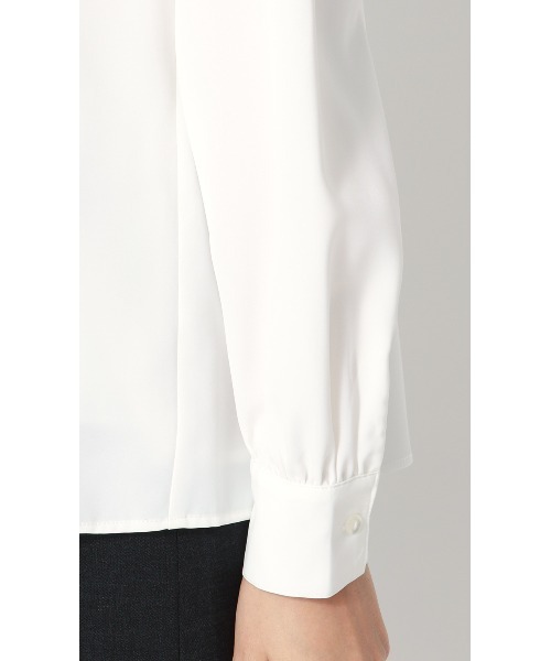 AOYAMA（アオヤマ）の「シャツ襟取り外しリボンブラウス【長袖】【2WAY】｜学生＆通勤＆オフィス＆入卒＆セレモニー＆オケージョン｜（シャツ/ブラウス・レディース・ホワイト/ラベンダー・S/M/L/LL）」の10枚目の写真