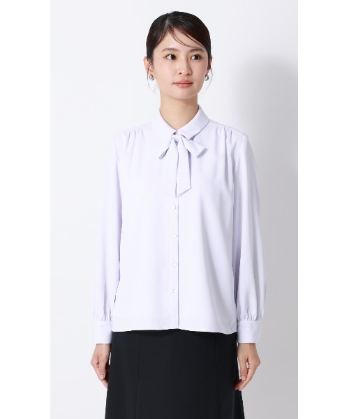 AOYAMA（アオヤマ）の「シャツ襟取り外しリボンブラウス【長袖】【2WAY】｜学生＆通勤＆オフィス＆入卒＆セレモニー＆オケージョン｜（シャツ/ブラウス・レディース・ホワイト/ラベンダー・S/M/L/LL）」の17枚目の写真
