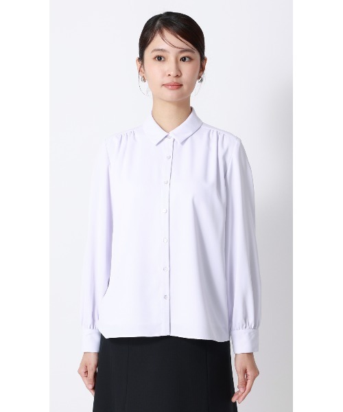 AOYAMA（アオヤマ）の「シャツ襟取り外しリボンブラウス【長袖】【2WAY】｜学生＆通勤＆オフィス＆入卒＆セレモニー＆オケージョン｜（シャツ/ブラウス・レディース・ホワイト/ラベンダー・S/M/L/LL）」の18枚目の写真