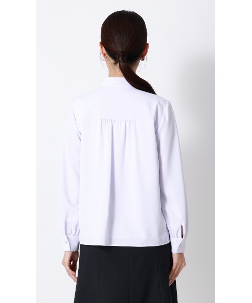 AOYAMA（アオヤマ）の「シャツ襟取り外しリボンブラウス【長袖】【2WAY】｜学生＆通勤＆オフィス＆入卒＆セレモニー＆オケージョン｜（シャツ/ブラウス・レディース・ホワイト/ラベンダー・S/M/L/LL）」の20枚目の写真