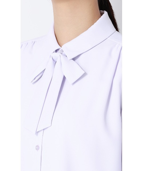 AOYAMA（アオヤマ）の「シャツ襟取り外しリボンブラウス【長袖】【2WAY】｜学生＆通勤＆オフィス＆入卒＆セレモニー＆オケージョン｜（シャツ/ブラウス・レディース・ホワイト/ラベンダー・S/M/L/LL）」の21枚目の写真