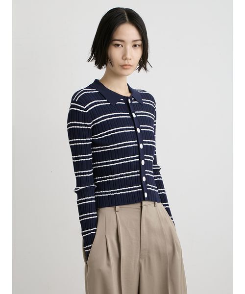 MIESROHE(ミースロエ)の「【洗える】変形RIBBニットカーデ(ニット/セーター・レディース・マルチ/その他/ホワイト/イエロー・F)」の4枚目の写真