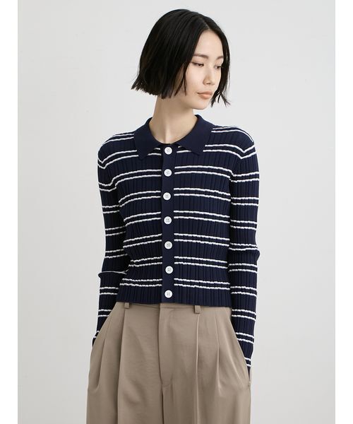 MIESROHE(ミースロエ)の「【洗える】変形RIBBニットカーデ(ニット/セーター・レディース・マルチ/その他/ホワイト/イエロー・F)」の5枚目の写真