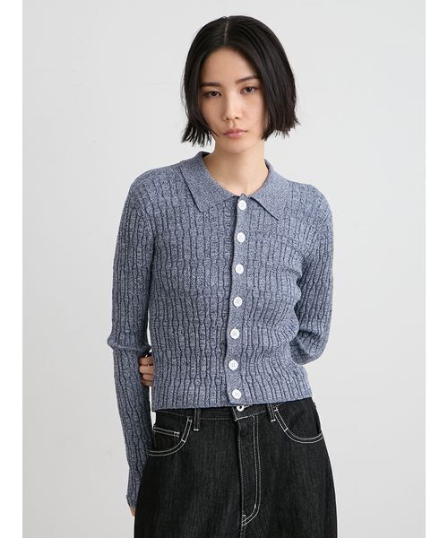 MIESROHE(ミースロエ)の「【洗える】変形RIBBニットカーデ(ニット/セーター・レディース・マルチ/その他/ホワイト/イエロー・F)」の10枚目の写真