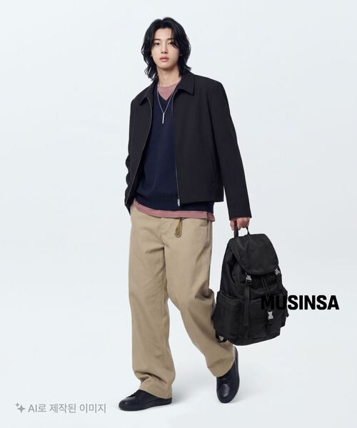 MUSINSA STANDARD（ムシンサスタンダード）の「ウリッシュオーバーショルダーミニマルジャケット[ブラック]（その他アウター・メンズ・その他・MEDIUM/LARGE/X-LARGE/2XL）」の9枚目の写真