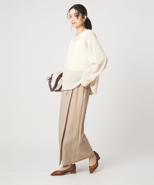 green label relaxing（グリーンレーベルリラクシング）の「ペーパー ニット プルオーバー ウォッシャブル（ニット/セーター・レディース・ナチュラル/ダークブラウン/ベージュ・FREE）」の6枚目の写真