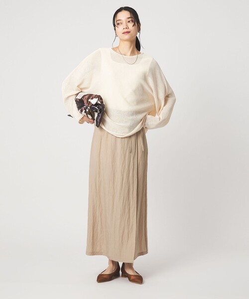 green label relaxing（グリーンレーベルリラクシング）の「ペーパー ニット プルオーバー ウォッシャブル（ニット/セーター・レディース・ナチュラル/ダークブラウン/ベージュ・FREE）」の8枚目の写真