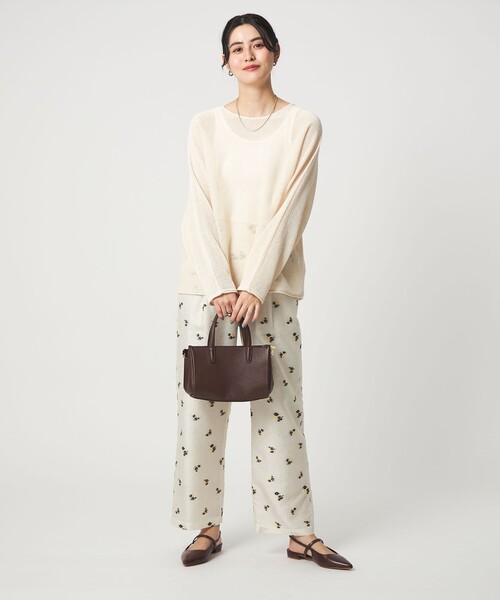 green label relaxing（グリーンレーベルリラクシング）の「ペーパー ニット プルオーバー ウォッシャブル（ニット/セーター・レディース・ナチュラル/ダークブラウン/ベージュ・FREE）」の9枚目の写真