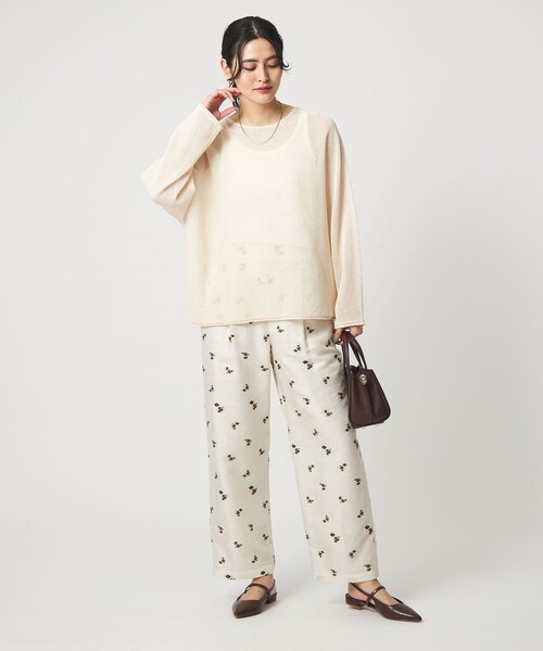 green label relaxing（グリーンレーベルリラクシング）の「ペーパー ニット プルオーバー ウォッシャブル（ニット/セーター・レディース・ナチュラル/ダークブラウン/ベージュ・FREE）」の10枚目の写真