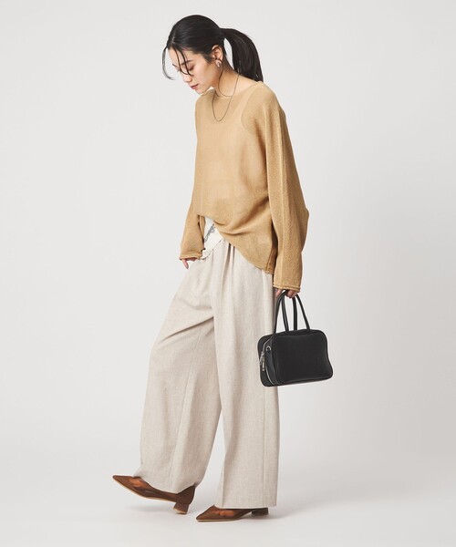 green label relaxing（グリーンレーベルリラクシング）の「ペーパー ニット プルオーバー ウォッシャブル（ニット/セーター・レディース・ナチュラル/ダークブラウン/ベージュ・FREE）」の13枚目の写真