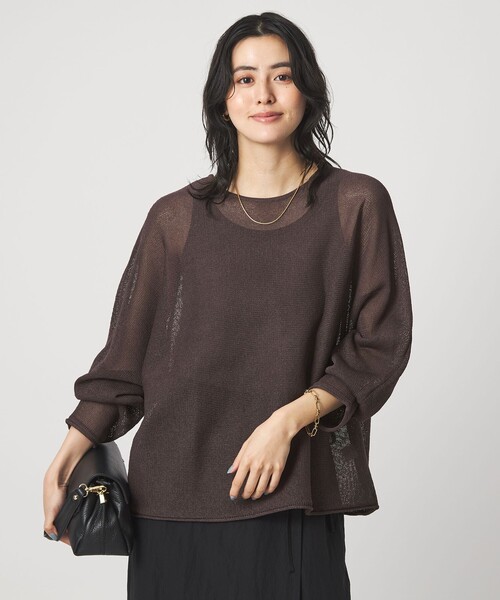 green label relaxing（グリーンレーベルリラクシング）の「ペーパー ニット プルオーバー ウォッシャブル（ニット/セーター・レディース・ナチュラル/ダークブラウン/ベージュ・FREE）」の19枚目の写真