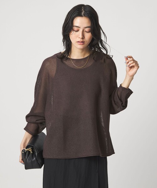 green label relaxing（グリーンレーベルリラクシング）の「ペーパー ニット プルオーバー ウォッシャブル（ニット/セーター・レディース・ナチュラル/ダークブラウン/ベージュ・FREE）」の20枚目の写真