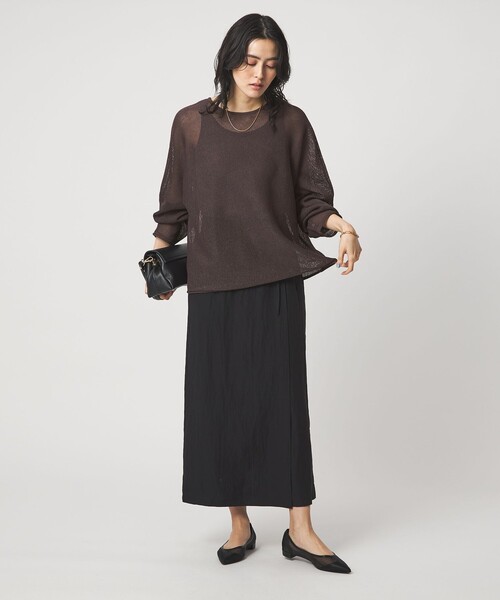 green label relaxing（グリーンレーベルリラクシング）の「ペーパー ニット プルオーバー ウォッシャブル（ニット/セーター・レディース・ナチュラル/ダークブラウン/ベージュ・FREE）」の21枚目の写真