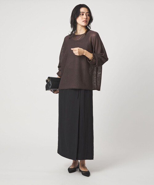 green label relaxing（グリーンレーベルリラクシング）の「ペーパー ニット プルオーバー ウォッシャブル（ニット/セーター・レディース・ナチュラル/ダークブラウン/ベージュ・FREE）」の22枚目の写真