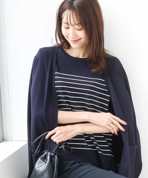 MK MICHEL KLEIN（エムケーミッシェルクラン）の「[洗える]カラーニットアンサンブル（アンサンブル・レディース・ライトブルー/オレンジ系その他/ネイビー/ベージュ・38）」の3枚目の写真