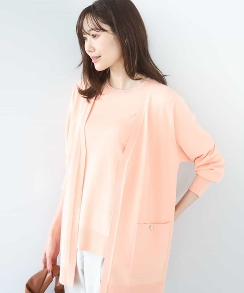 MK MICHEL KLEIN（エムケーミッシェルクラン）の「[洗える]カラーニットアンサンブル（アンサンブル・レディース・ライトブルー/オレンジ系その他/ネイビー/ベージュ・38）」の4枚目の写真