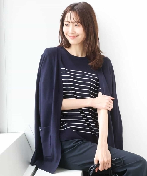 MK MICHEL KLEIN（エムケーミッシェルクラン）の「[洗える]カラーニットアンサンブル（アンサンブル・レディース・ライトブルー/オレンジ系その他/ネイビー/ベージュ・38）」の12枚目の写真