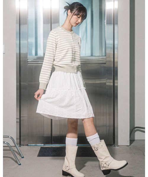 HAVISM(ヘビズム)の「ROSE STRIPE CARDIGAN(LIGHT GREEN)(カーディガン/ボレロ・レディース・その他・ONE SIZE)」の4枚目の写真