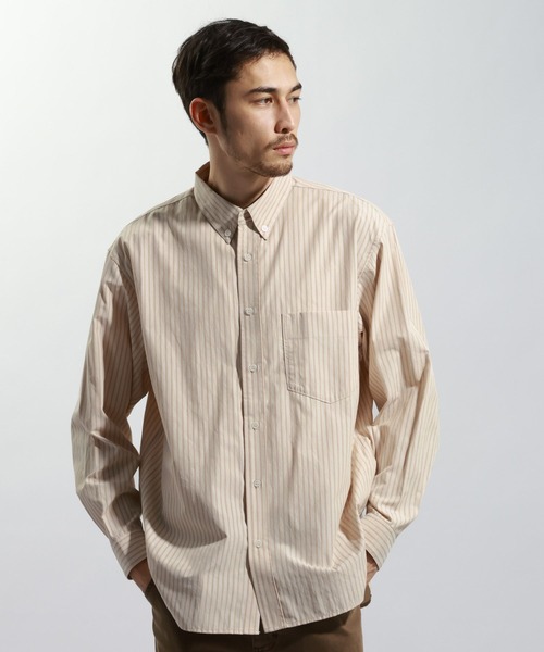 BAYFLOW（ベイフロー）の「アーバンストライプシャツ（シャツ/ブラウス・メンズ・ブルー/ベージュ/グリーン・LARGE/MEDIUM）」の2枚目の写真