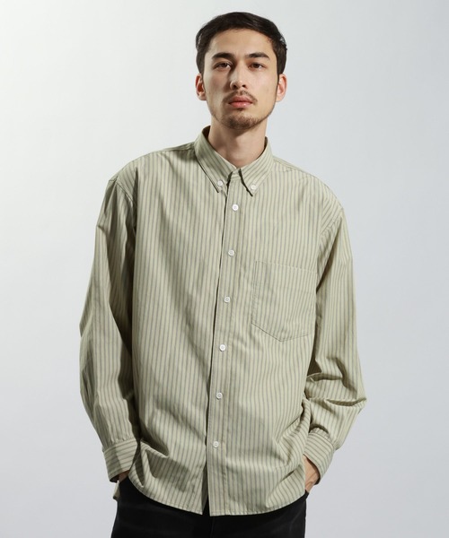 BAYFLOW（ベイフロー）の「アーバンストライプシャツ（シャツ/ブラウス・メンズ・ブルー/ベージュ/グリーン・LARGE/MEDIUM）」の3枚目の写真