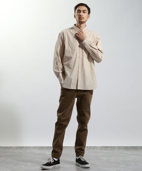 BAYFLOW（ベイフロー）の「アーバンストライプシャツ（シャツ/ブラウス・メンズ・ブルー/ベージュ/グリーン・LARGE/MEDIUM）」の4枚目の写真