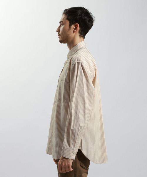 BAYFLOW（ベイフロー）の「アーバンストライプシャツ（シャツ/ブラウス・メンズ・ブルー/ベージュ/グリーン・LARGE/MEDIUM）」の11枚目の写真